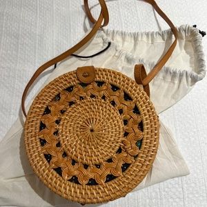 AMERII Round Rattan Crossbody Bag